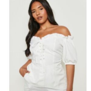 Boohoo Plus White Blouse